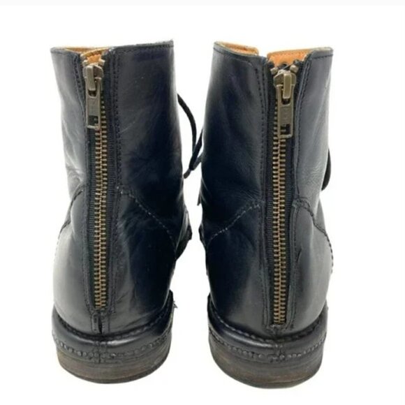 Bed Stu Dugas Laurel Black Leather Cap Toe Lace Up Rear Zip Ankle Boots Size 9.5 - Picture 8 of 12